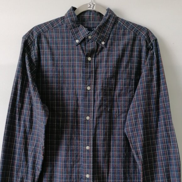 Gap Mens Purple Long Sleeve Slim Fit Palid Button Down Collar Shirt Size L - Picture 2 of 7